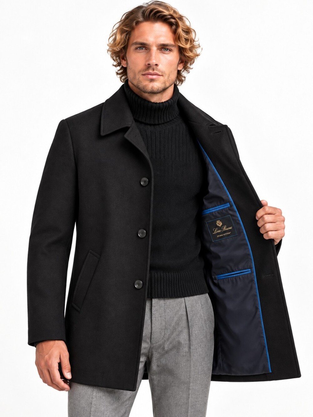 Cardinal of Canada Loro Piana Storm System Wool Car Coat Black 38R EUC